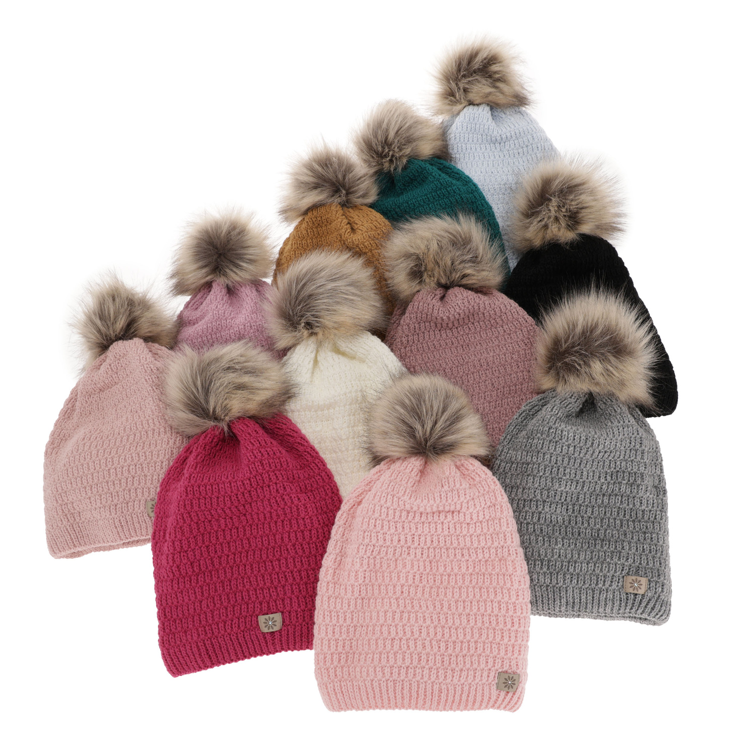 Meisjes winter set, roze, met garen pompon, Germina