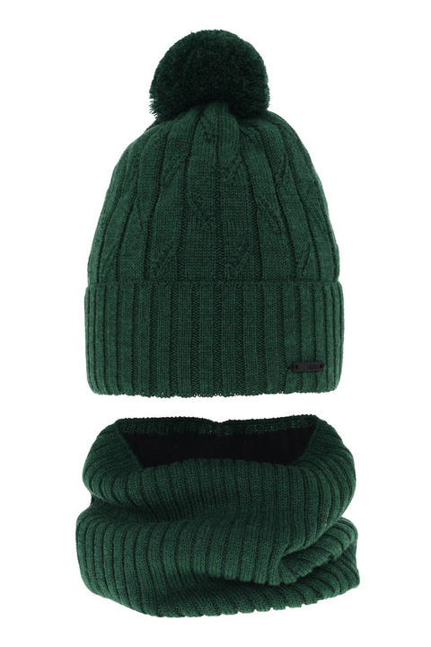 Jongens winter set, groen, met garen pompon, met merinowol, Talar