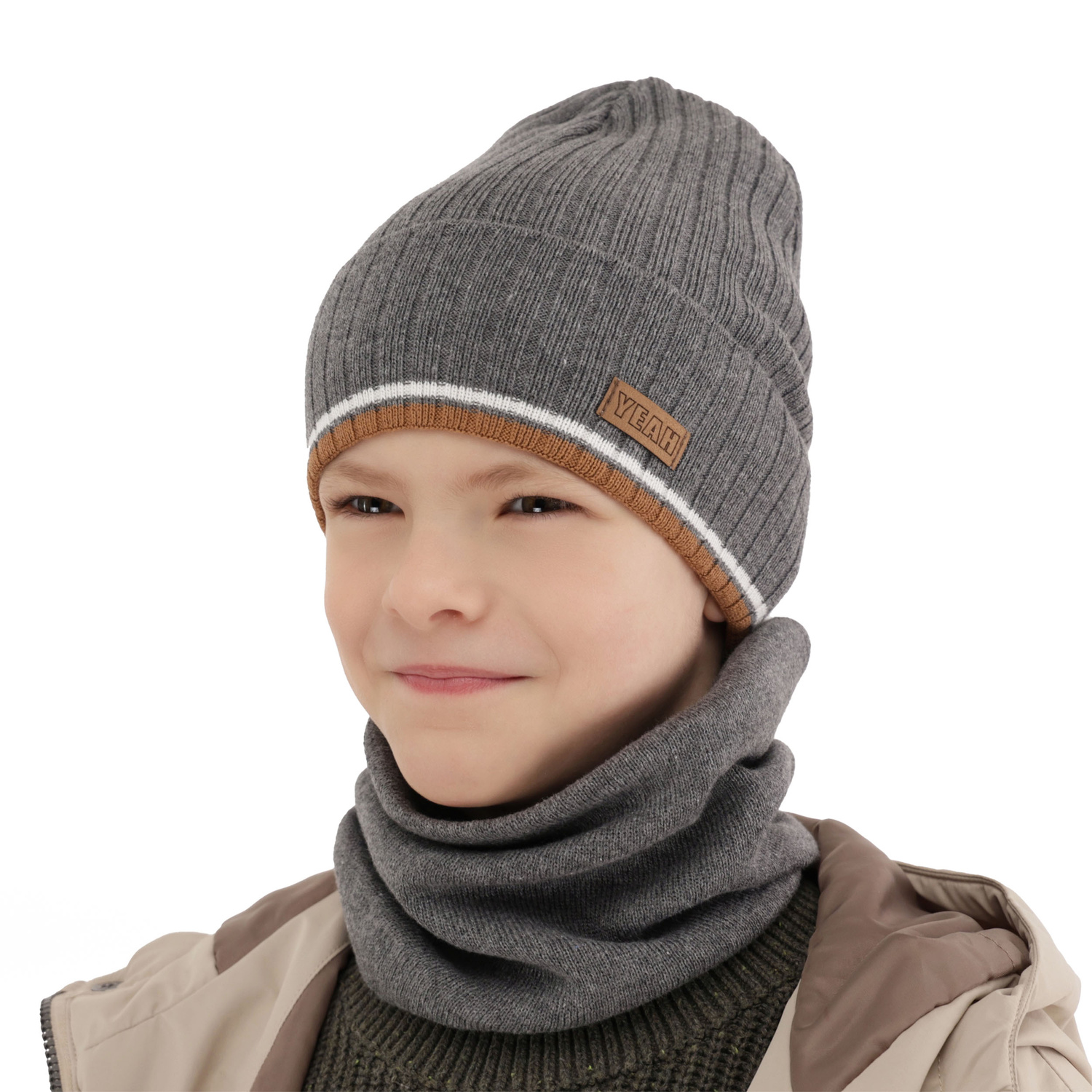 Jongens herfst/lente set muts en buissjaal, puuvillalla, blauw, katoenen, London