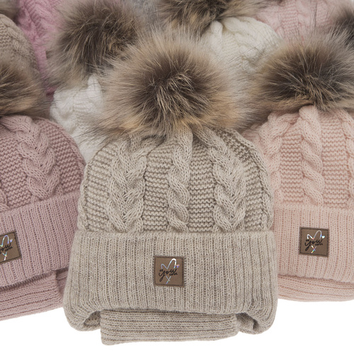 Meisjes winter set, zwart, met garen pompon, met bindkoorden, Finess
