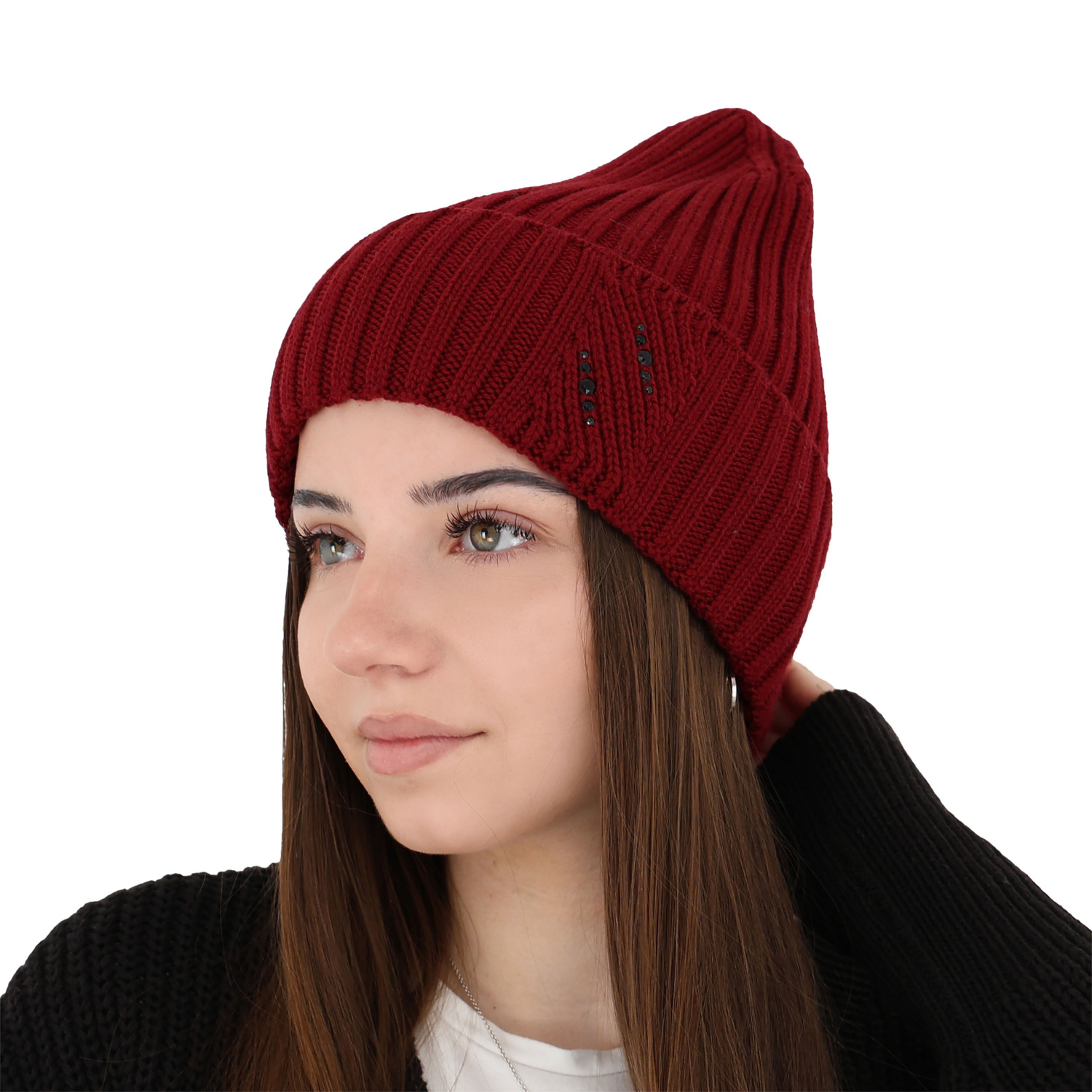 Dames wintermuts, beige, 100% Merino Wol, Ariga