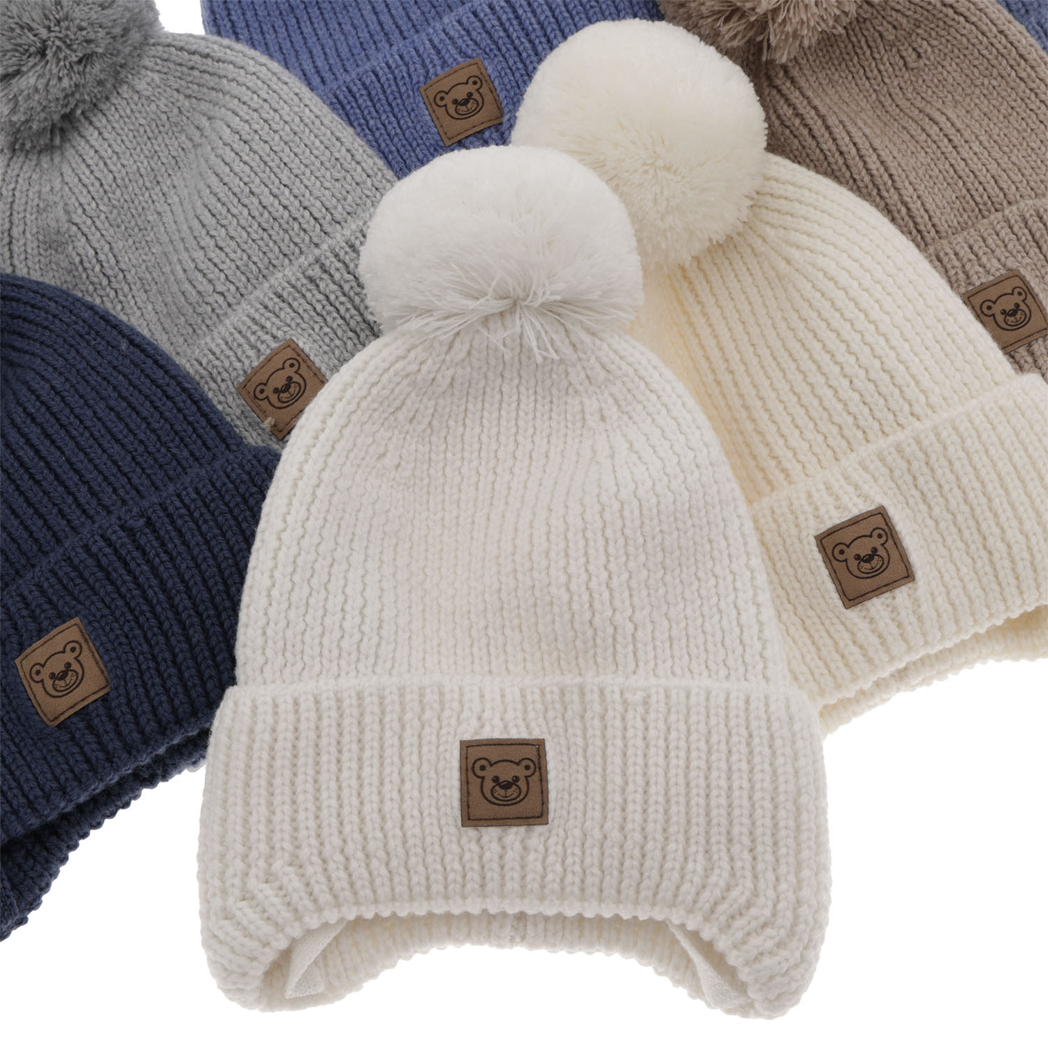 Jongens wintermuts, lichtblauw, 100% Merino Wol, gevoerd met wolvilt, met bindkoorden, Tofik