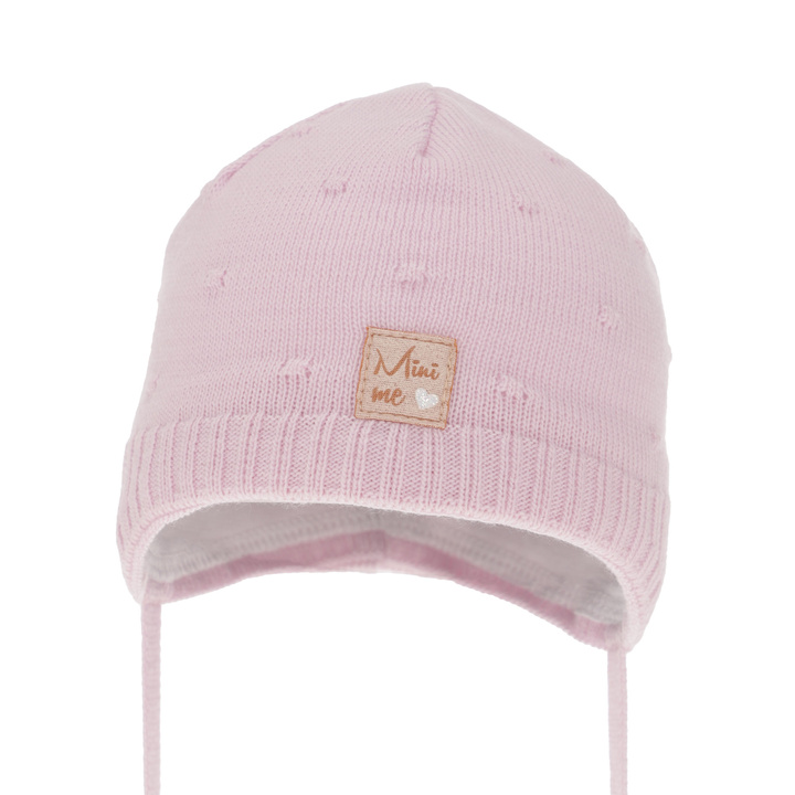 Meisjes herfst/lente muts, lila, met bindkoorden, Celine