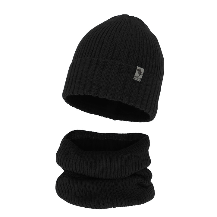 Jongens winter set, zwart, met merinowol, Gecko