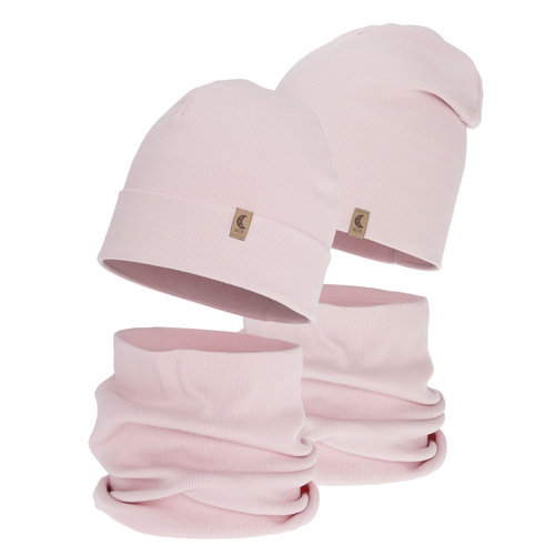 Tyttöjen syys/kevät setti: pipo ja putkihuivi, kremowy, bawełniany, Bravura