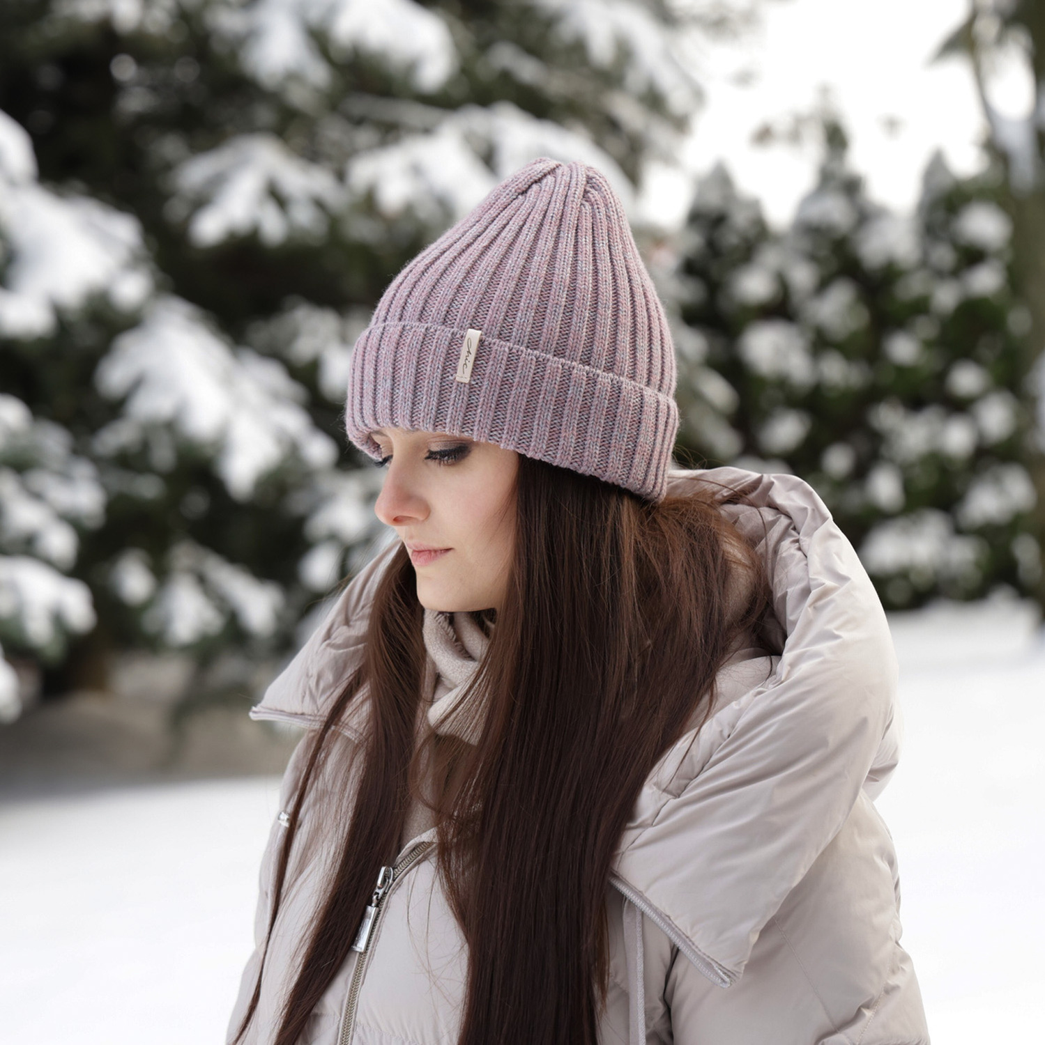 Dames wintermuts, roze, met merinowol, Missi