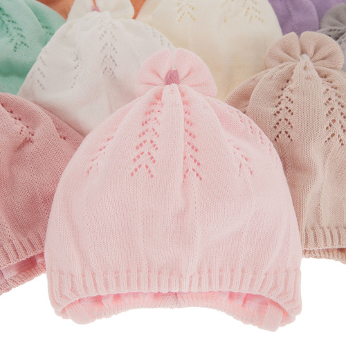 Meisjes herfst/lente muts, wit, met bindkoorden, Ginara