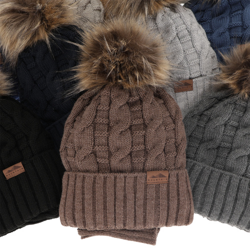 Jongens winter set, lichtgrijs, met garen pompon, Cent
