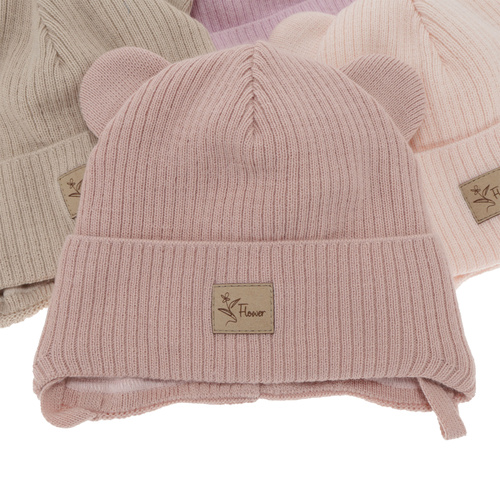 Tyttöjen syys/kevät pipo, beige, nauhoilla, Djona