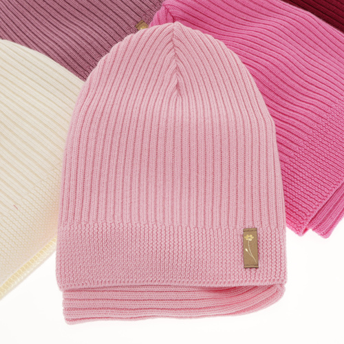 Meisjes herfst/lente set muts en buissjaal, roze, 100% Merino Wol, Chelsie