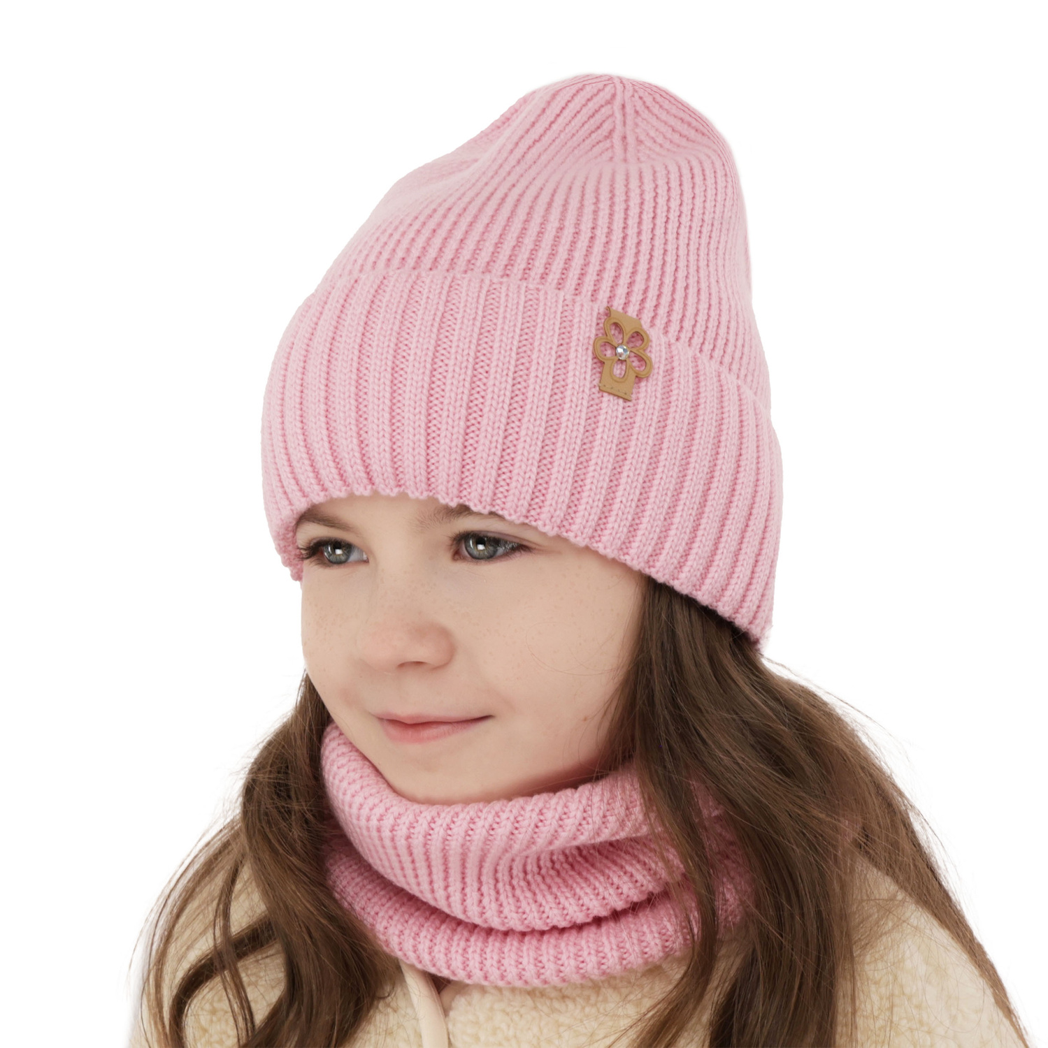 Meisjes winter set muts en buissjaal, amarant, 100% Merino Wol, Nelita