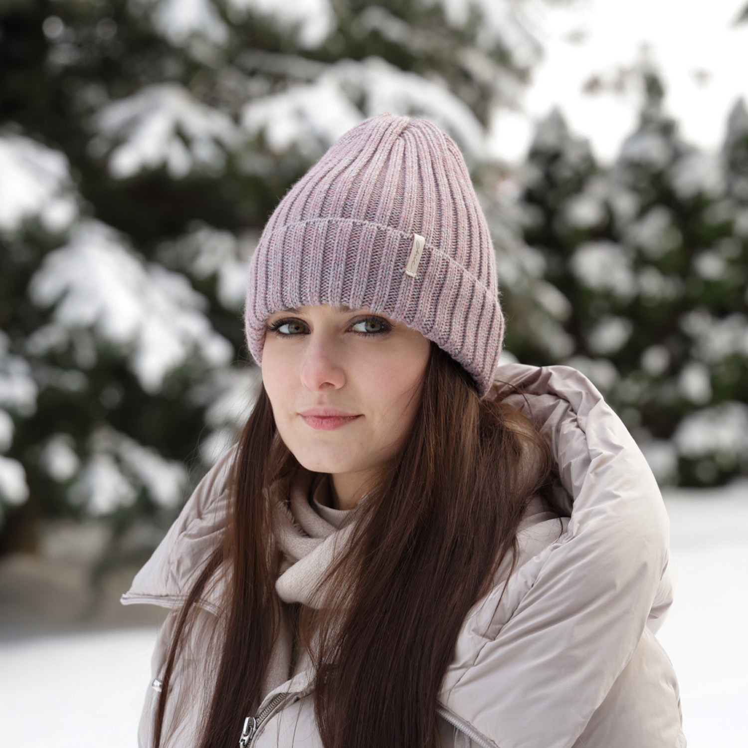 Dames wintermuts, roze, met merinowol, Missi