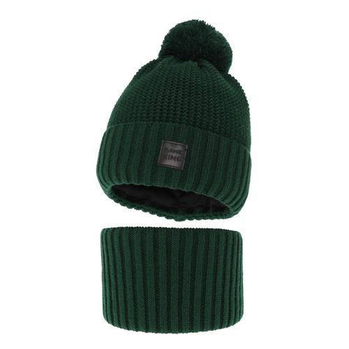 Jongens winter set, groen, met garen pompon, Conan