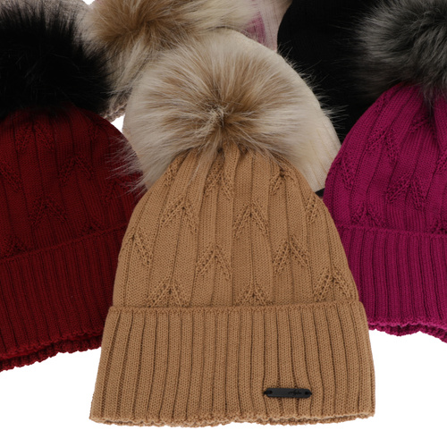 Dames wintermuts, kremowy, met merinowol, Talaria