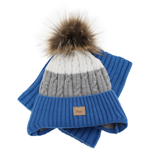 Jongens winter set, blauw, met garen pompon, Maxwell