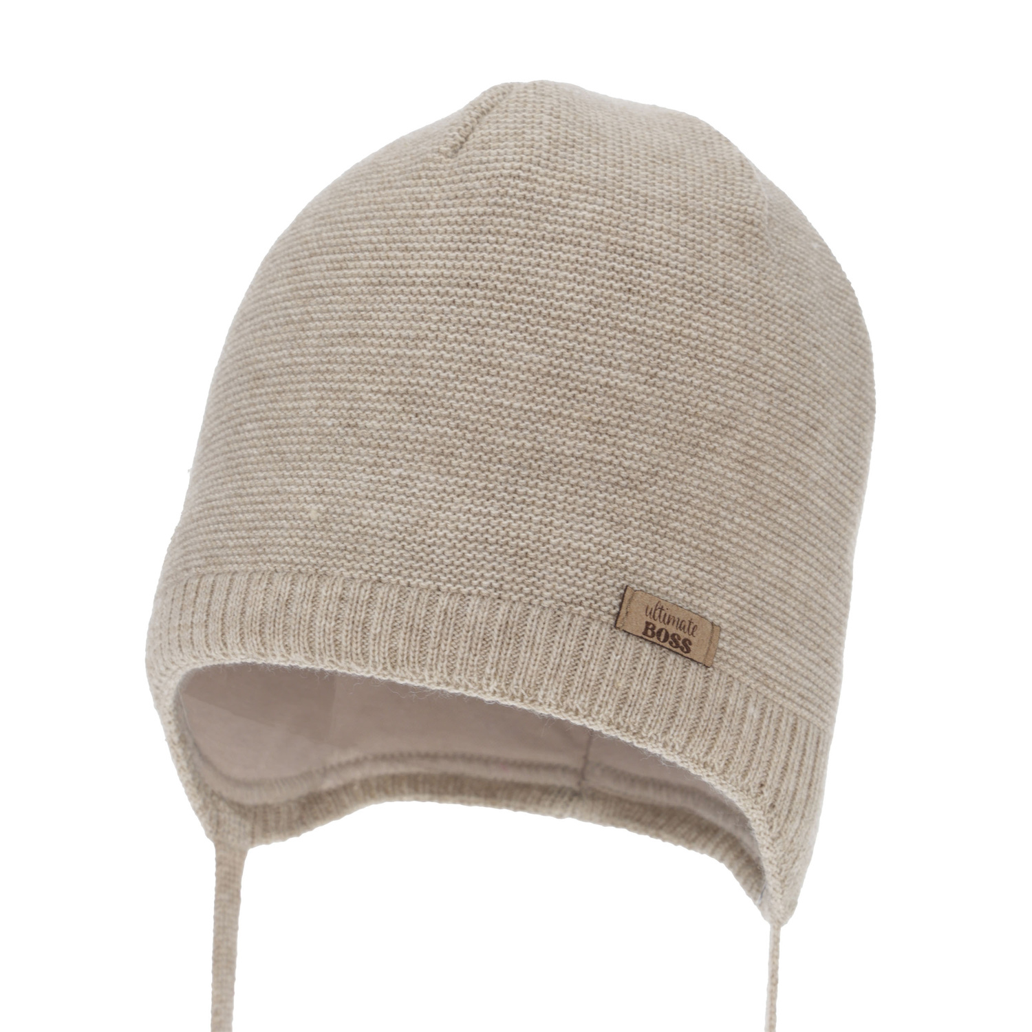 Poikien syys/kevät pipo, beige, nauhoilla, Valdis