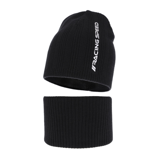 Jongens herfst/lente set muts en buissjaal, puuvillalla, zwart, Kolorado