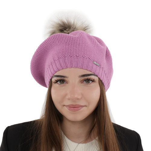 Dames wintermuts, paars, met merinowol, Bonnie