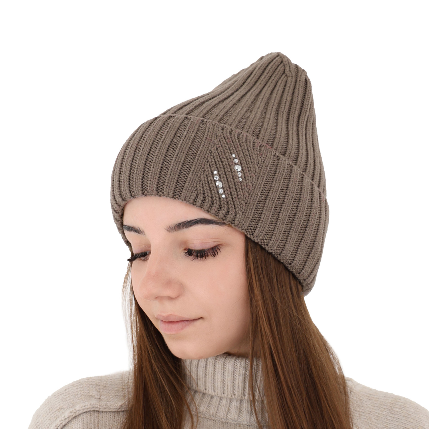 Dames wintermuts, wit, 100% Merino Wol, Ariga