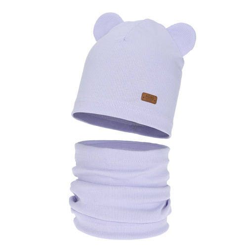 Tyttöjen syys/kevät setti: pipo ja putkihuivi, puuvillainen, violetti Georgea