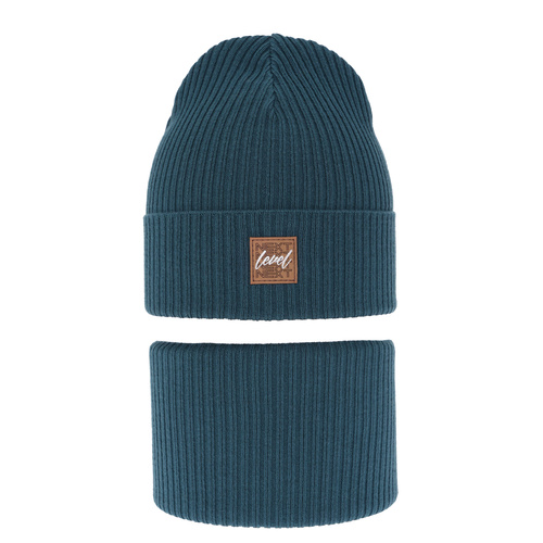 Jongens herfst/lente set muts en buissjaal, puuvillalla, blauw, Fenix