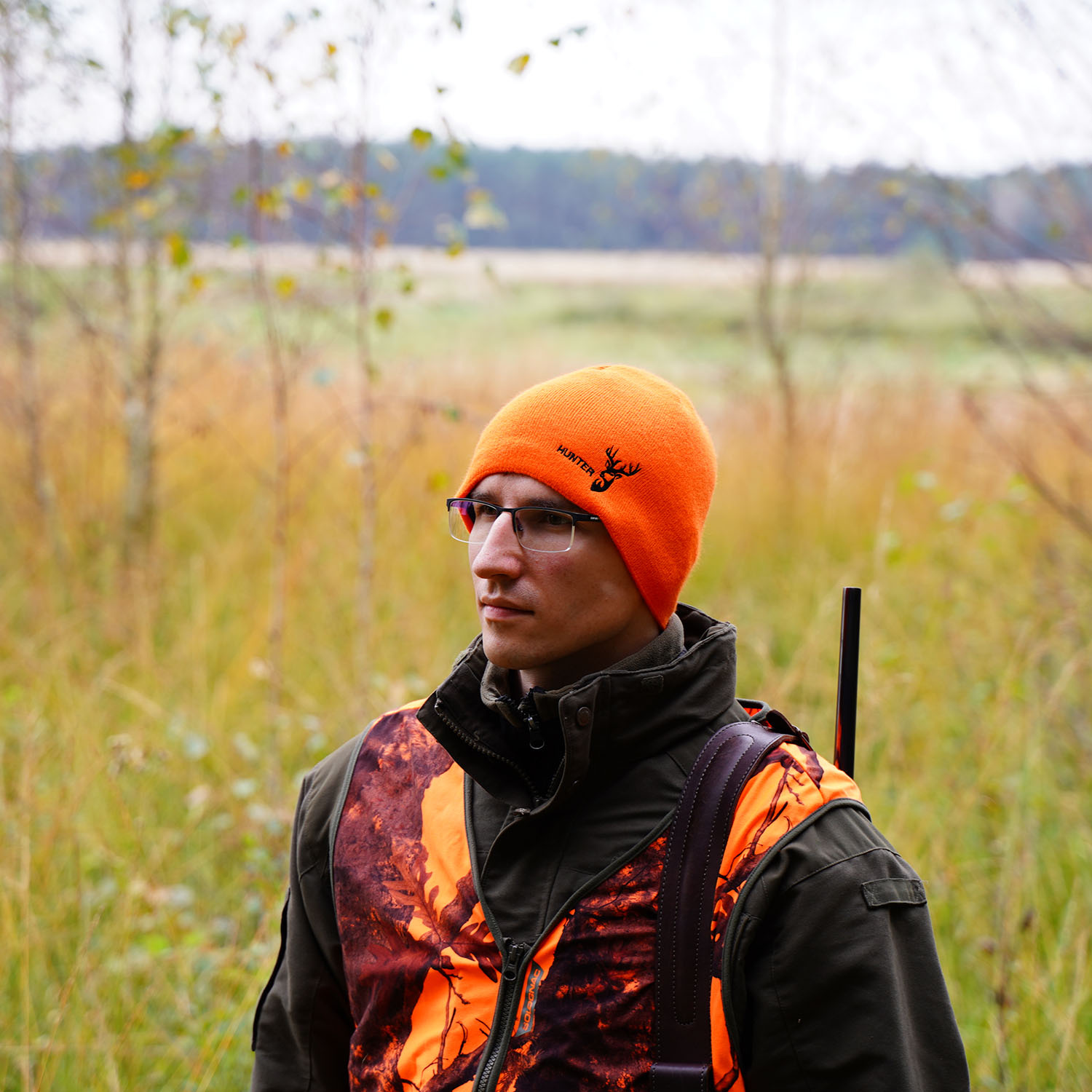 Heren wintermuts, Oranje, Heren jachtmuts, Hunter