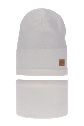 Meisjes herfst/lente set muts en buissjaal, kremi, katoen, Selfie