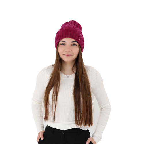 Dames wintermuts, paars, 100% Merino Wol, Ariga