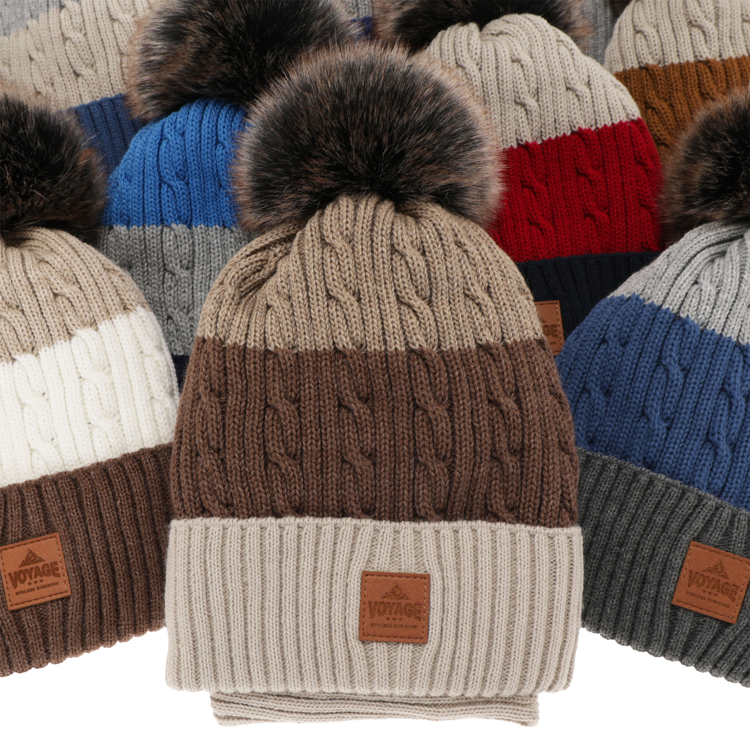 Jongens winter set, blauw, met garen pompon, Luxor