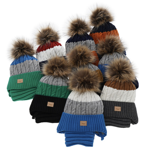 Jongens winter set, blauw, met garen pompon, Maxwell