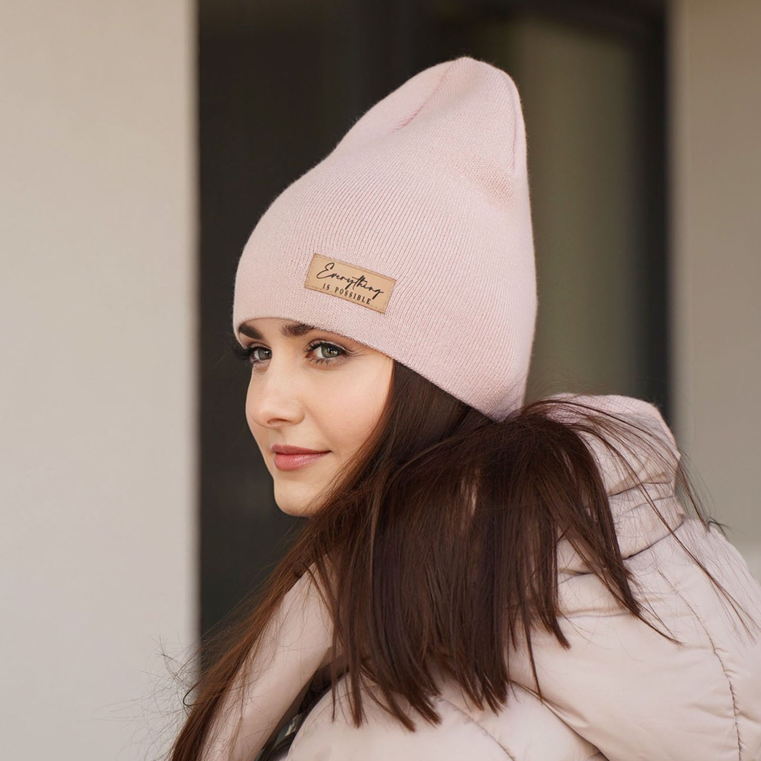 Dames herfst/lente set muts en sjaal, Roze, Zula