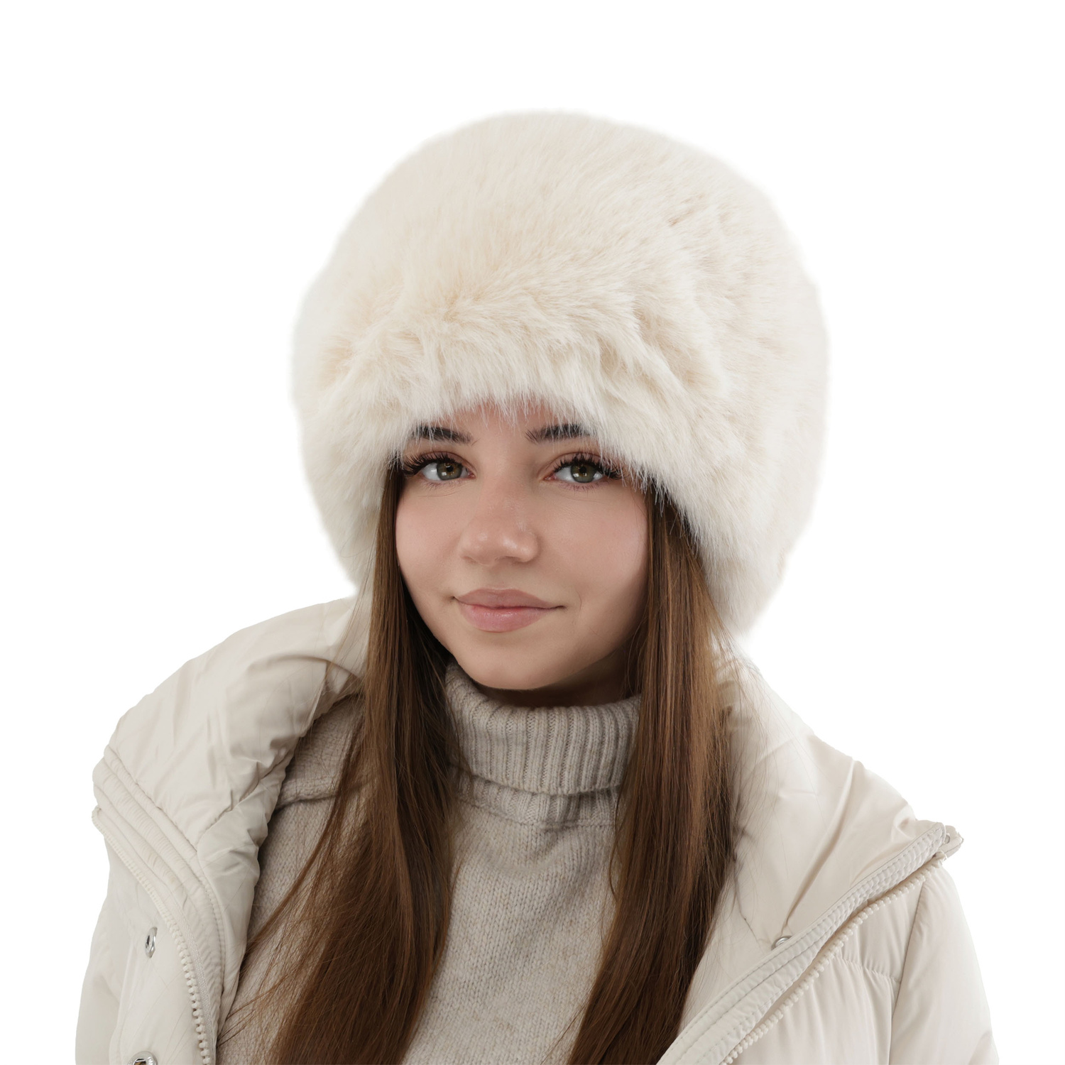 Dames wintermuts, bruin, gevoerd met wolvilt, Holly