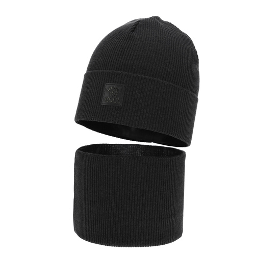 Poikien syys/kevät setti: pipo ja putkihuivi, puuvillalla, beige, Jonas