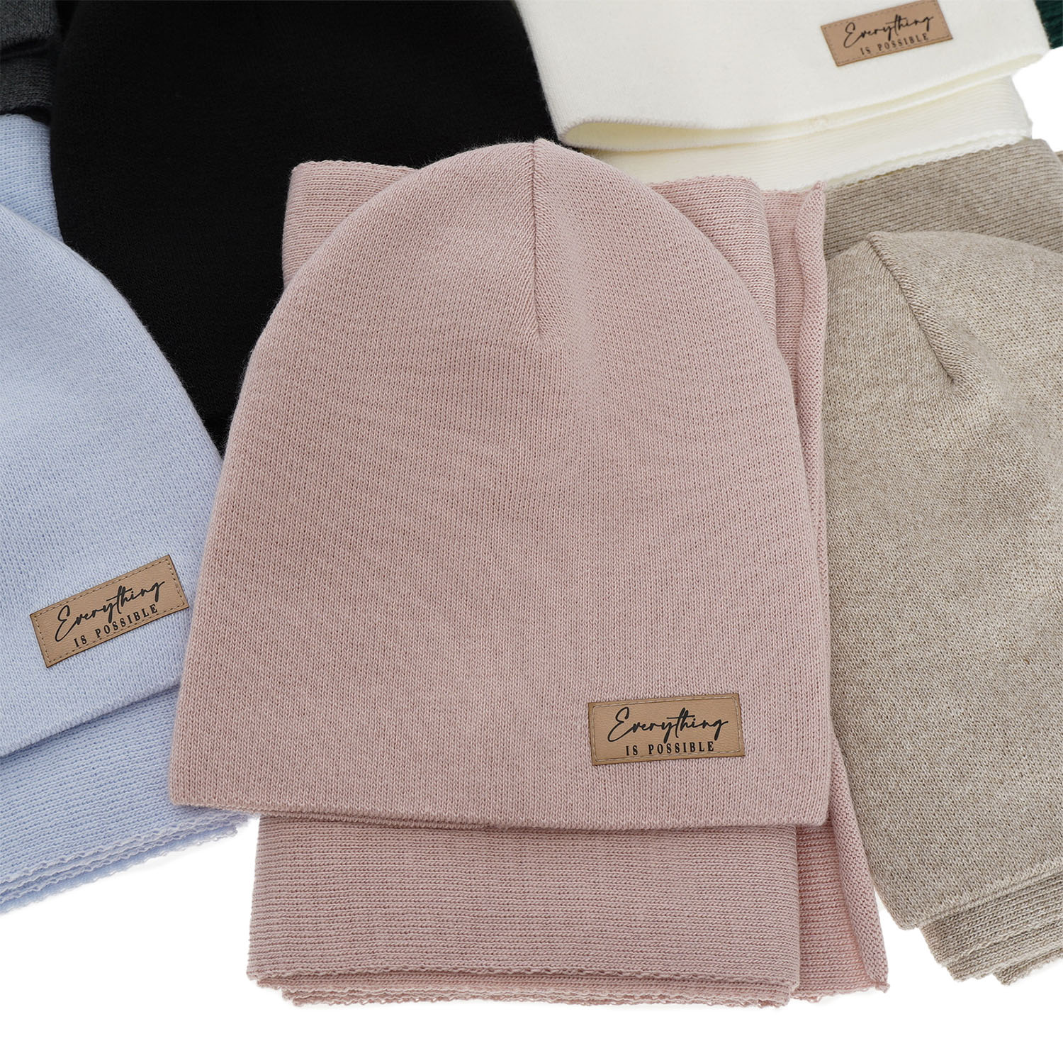 Dames herfst/lente set muts en sjaal, grijs, Zula