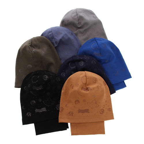 Jongens herfst/lente set muts en buissjaal, khaki, katoenen, Kosmos