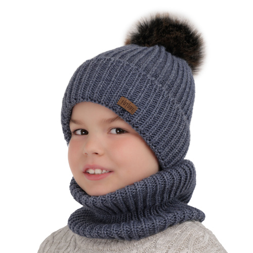 Jongens winter set, groen, met garen pompon, Wonder