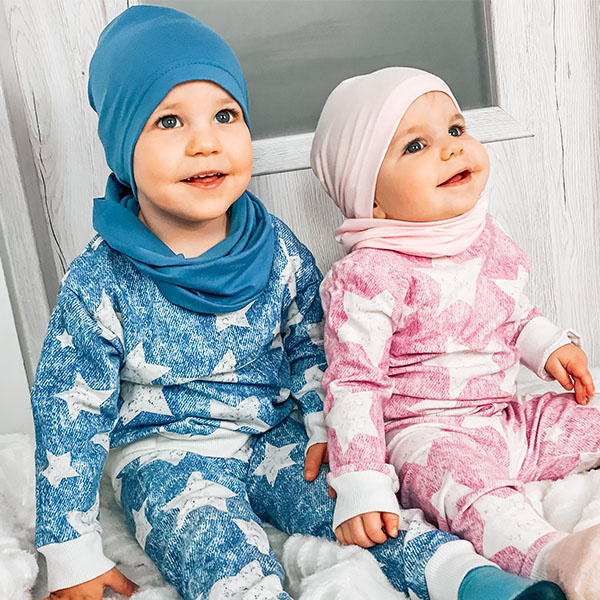 Meisjes herfst/lente set muts en buissjaal, creme, katoenen, Hazelka