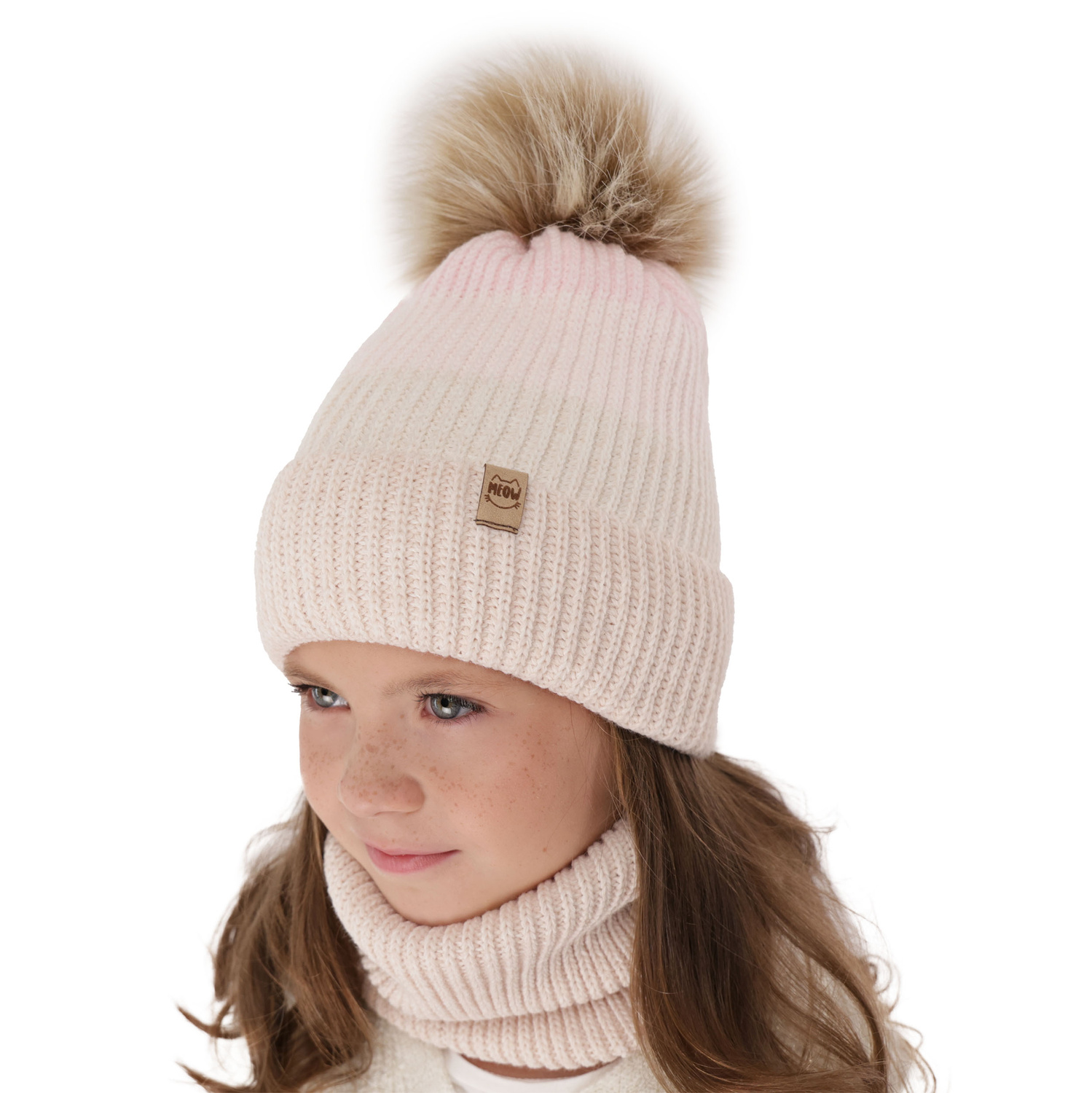 Meisjes winter set, zwart, met garen pompon, Gimena