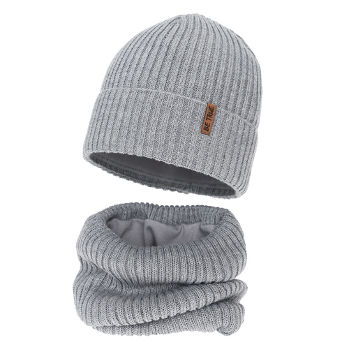 Poikien talvisetti (pipo ja putkihuivi), camel, fleecevuorilla, merinovillalla, Colton