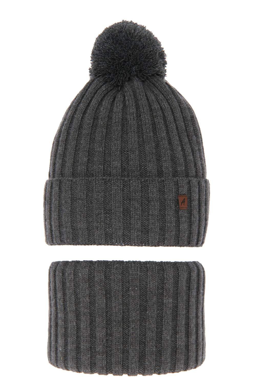 Jongens winter set, grijs, met garen pompon, Wiliam