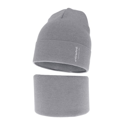 Jongens herfst/lente set muts en buissjaal, puuvillalla, grijs, Timothe