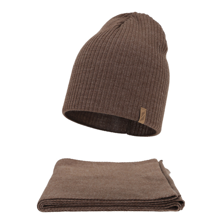 Naisten talvisetti: pipo ja huivi, ruskea, Fena