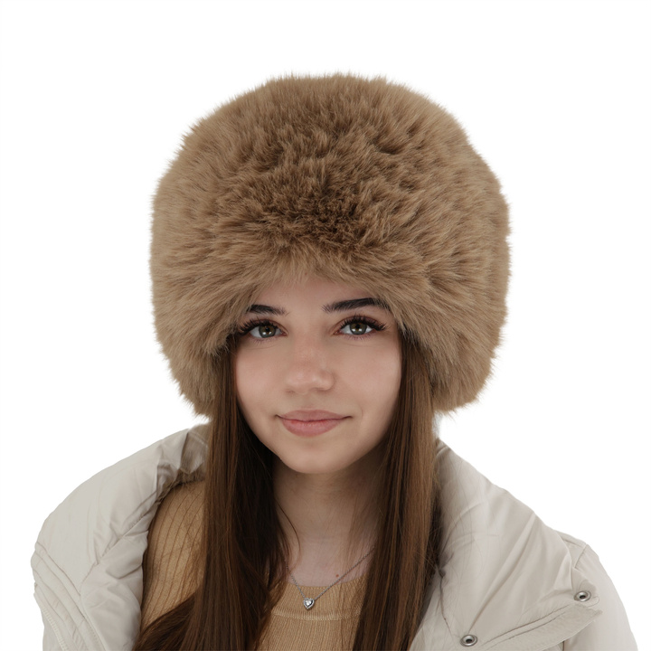 Dames wintermuts, camel, gevoerd met wollen fleece, Holly