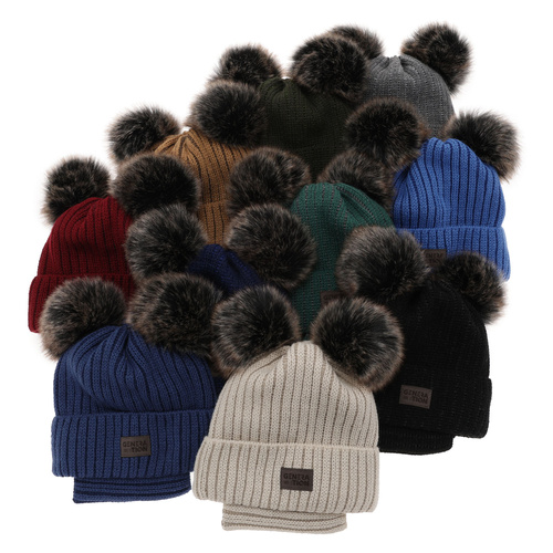 Jongens winter set, groen, met twee pompons, Tokio