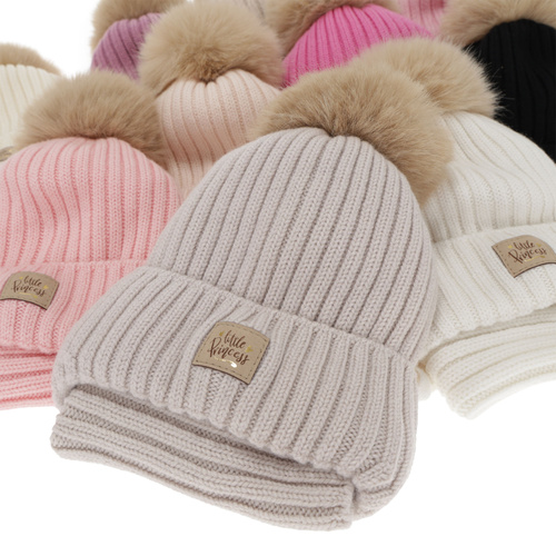 Tyttöjen talvisetti (pipo ja putkihuivi), violetti, 100% Merinovilla, nauhoilla, puuvillavuorilla, Malesia