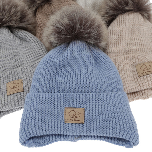 Poikien talvipipo, nauhoilla, 100% Merinovilla, camel Jergen