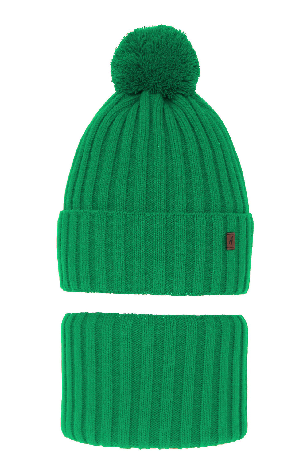 Jongens winter set, groen, met garen pompon, Wiliam
