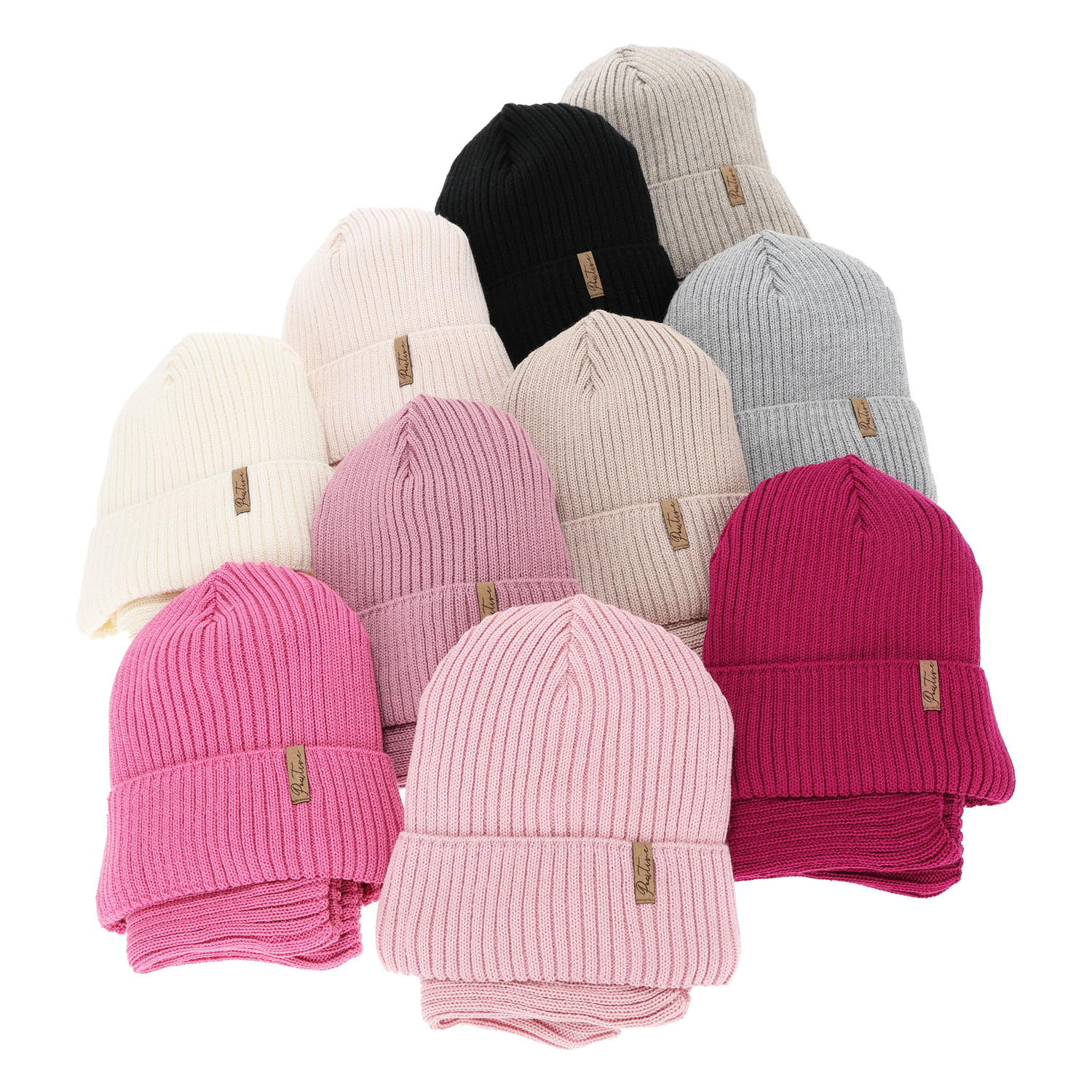 Tyttöjen talvisetti pipo ja putkihuivi puuvillavuorilla, beige, merinovillalla, Odette