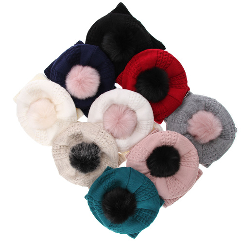 Meisjes winter set, roze, met garen pompon, Amora