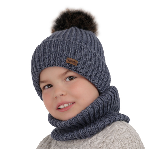 Jongens winter set, groen, met garen pompon, Wonder